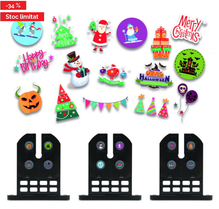 PROIECTOR LED CU SABLOANE INTERSCHIMBABILE, PENTRU INTERIOR, EXTERIOR, LUMINĂ PARTY, HALLOWEEN, CRACIUN