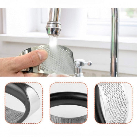 Presa manuala pentru usturoi, curbata, inox