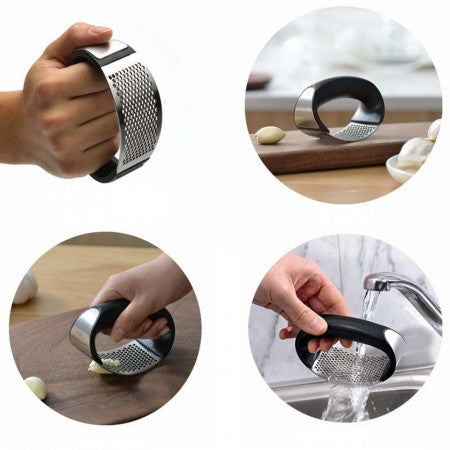 Presa manuala pentru usturoi, curbata, inox