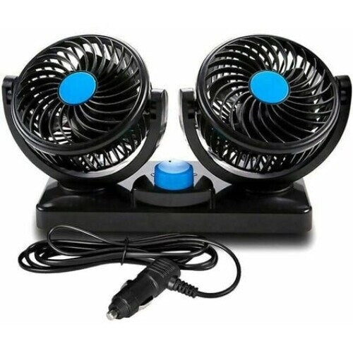 Ventilator auto dublu, rotativ 360°, 2 viteze, 12V, negru