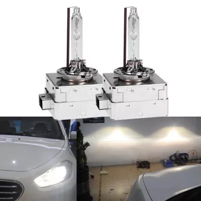 Set 2 becuri Xenon D1R White auto pentru far, suport metalic, 35W, 6000K
