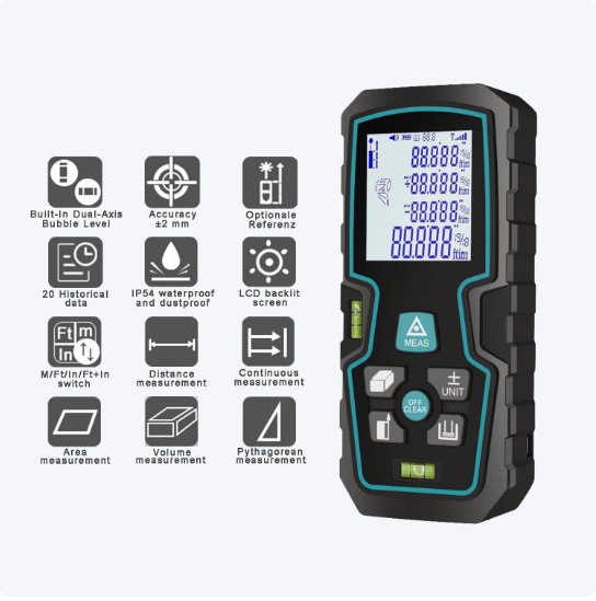 Ruleta digitala multifunctionala cu laser Andowl Q CS11 nivelmetru arie volum acumulator afisaj digital 120m