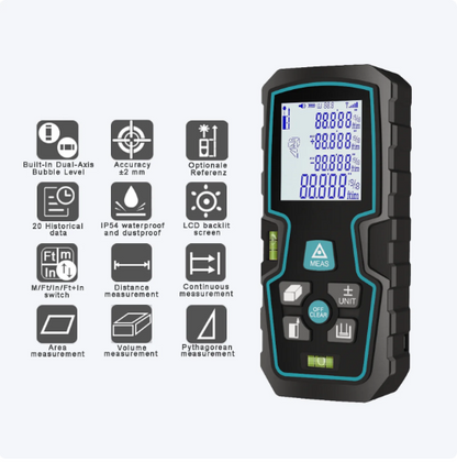 Ruleta digitala multifunctionala cu laser Andowl Q CS11 nivelmetru arie volum acumulator afisaj digital 120m