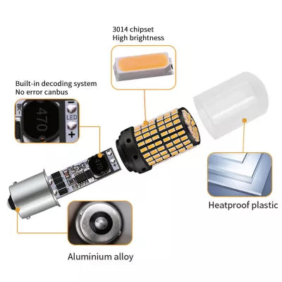 Set 2 Becuri LED GALBEN cu anulator P21W (Pozitii)
