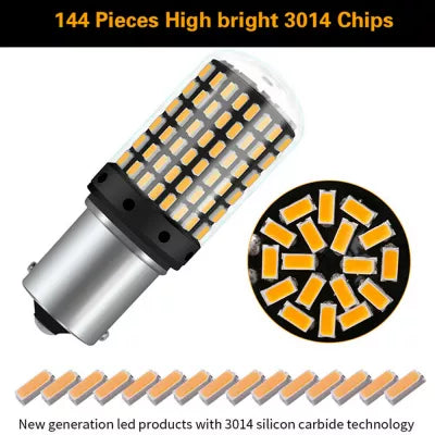 Set 2 Becuri LED GALBEN cu anulator P21W (Pozitii)