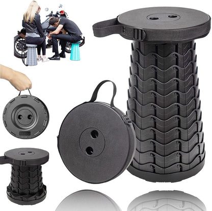 Scaun rotund portabil, retractabil, taburet extensibil cu pliere telescopica pentru camping