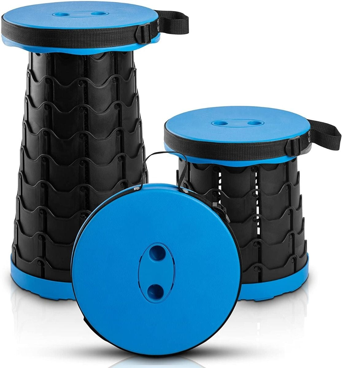 Scaun rotund portabil, retractabil, taburet extensibil cu pliere telescopica pentru camping