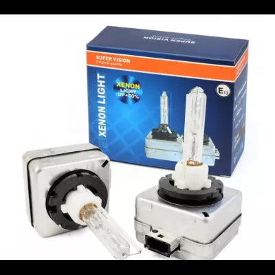 Set 2 becuri Xenon D1S White auto pentru far, suport metalic, 35W, 6000K
