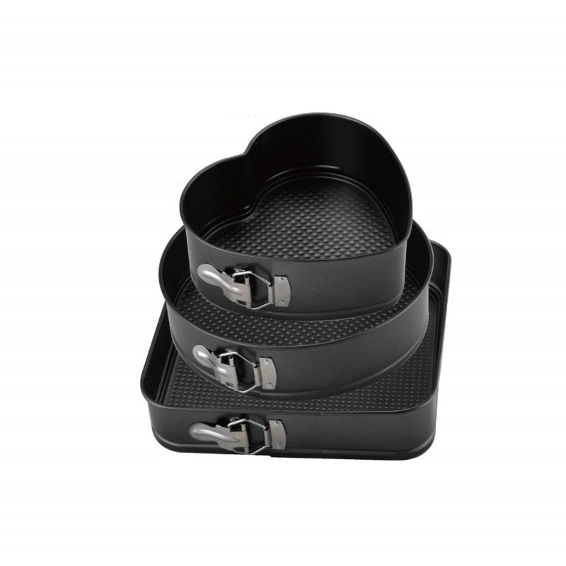 Set de 3 forme prajituri, Baza detasabila, 22 cm/24 cm/26 cm, Negru