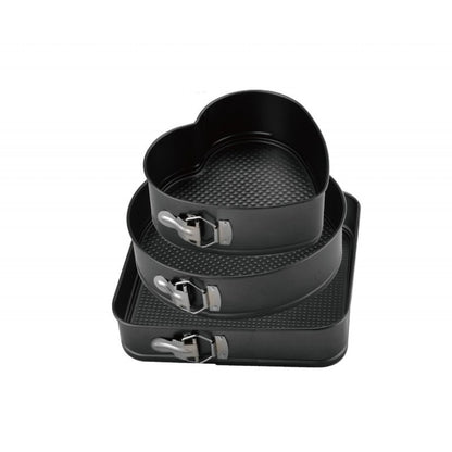 Set de 3 forme prajituri, Baza detasabila, 22 cm/24 cm/26 cm, Negru