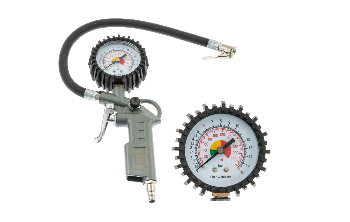 Pistol Umflat pentru Compresor cu Manometru si Furtun 35cm 16 Bari