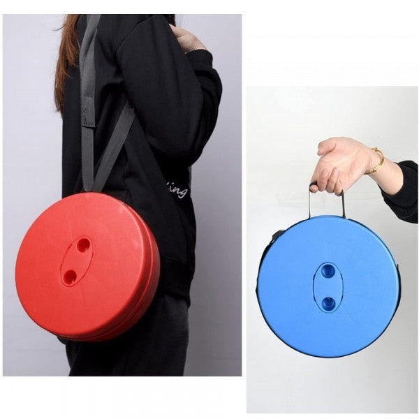 Scaun rotund portabil, retractabil, taburet extensibil cu pliere telescopica pentru camping