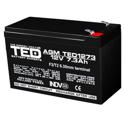 Acumulator AGM VRLA 12V 7A dimensiuni 151mm x 65mm x h 95mm F1