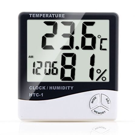 Termometru si Higrometru de Camera eOptima® Pro HTC 1, Temperatura, Umiditate, Ceas, Alarma, Valori Minime/Maxime, Senzor Exterior, Profesional, Alb