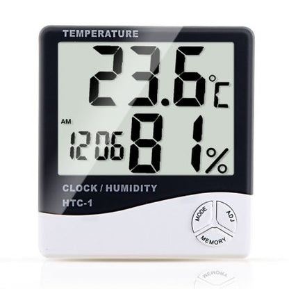 Termometru si Higrometru de Camera eOptima® Pro HTC 1, Temperatura, Umiditate, Ceas, Alarma, Valori Minime/Maxime, Senzor Exterior, Profesional, Alb