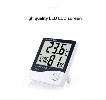 Termometru si Higrometru de Camera eOptima® Pro HTC 1, Temperatura, Umiditate, Ceas, Alarma, Valori Minime/Maxime, Senzor Exterior, Profesional, Alb