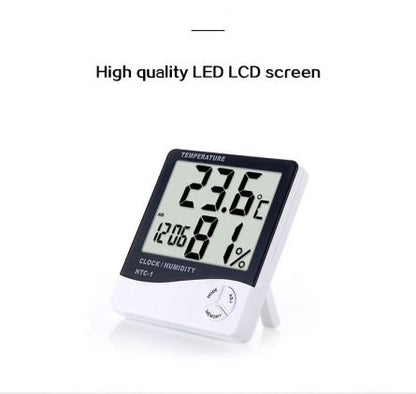 Termometru si Higrometru de Camera eOptima® Pro HTC 1, Temperatura, Umiditate, Ceas, Alarma, Valori Minime/Maxime, Senzor Exterior, Profesional, Alb