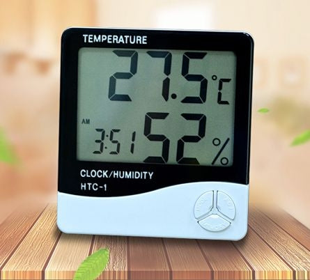 Termometru si Higrometru de Camera eOptima® Pro HTC 1, Temperatura, Umiditate, Ceas, Alarma, Valori Minime/Maxime, Senzor Exterior, Profesional, Alb