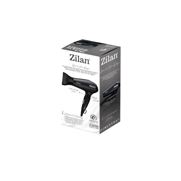 Uscator de par Zilan ZLN9396, 2000W, 2 trepte de viteza, 2 trepte de temperatura, cu aer cald si rece, Negru