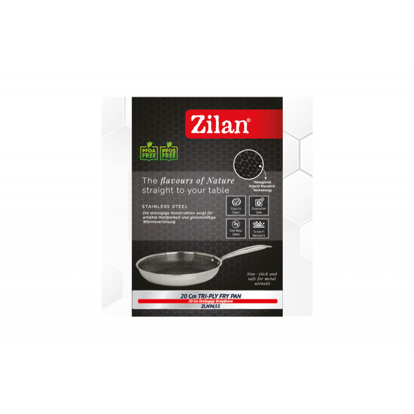 Tigaie Zilan ZLN9655 tri-ply, inox,antiaderent, protectie la zgarieturi, usor de spalat, 20 cm,1L
