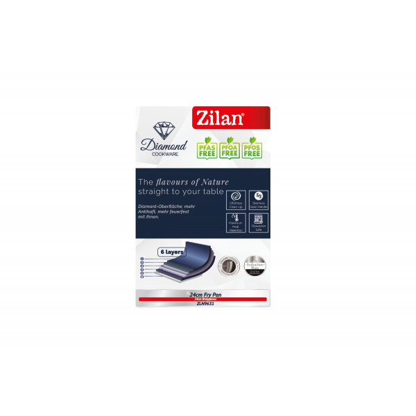 Tigaie Zilan ZLN9631 diamond, cu baza de inductie, ceramica si inox, usor de spalat, 24 cm,1.5L