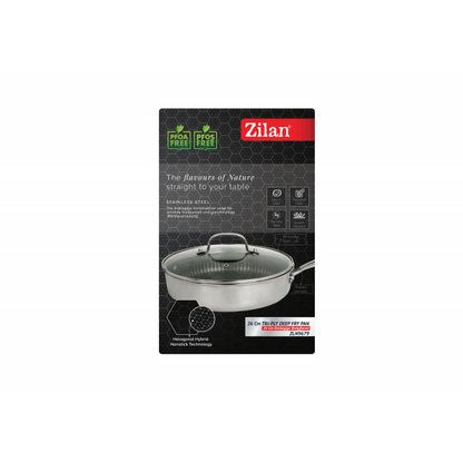 Tigaie inalta Zilan ZLN9679 cu capac tri-ply, inox, antiaderent, protectie la zgarieturi, usor de spalat, 26 cm ,3.2L