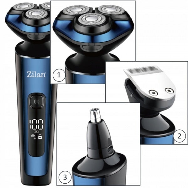 Aparat de ras 4 in 1 Zilan ZLN8726 fara fir, afisare LED