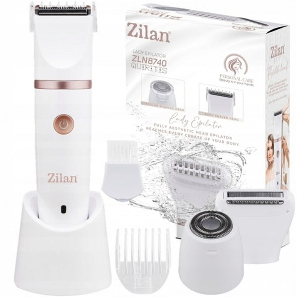 Aparat de epilat Zilan Alb, 3 capete de epilare, 3 nivele de taiere, perie pentru curatare