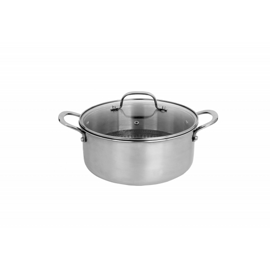 Oala Zilan ZLN9648 cu capac, tri-ply, inox, antiaderent, protectie la zgarieturi, usor de spalat, 24 cm,4.3L