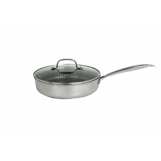 Tigaie inalta Zilan ZLN9679 cu capac tri-ply, inox, antiaderent, protectie la zgarieturi, usor de spalat, 26 cm ,3.2L