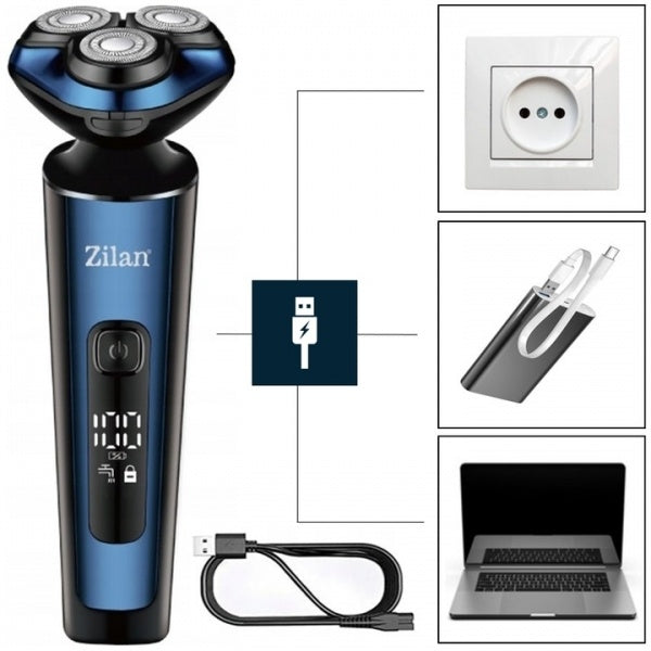 Aparat de ras 4 in 1 Zilan ZLN8726 fara fir, afisare LED